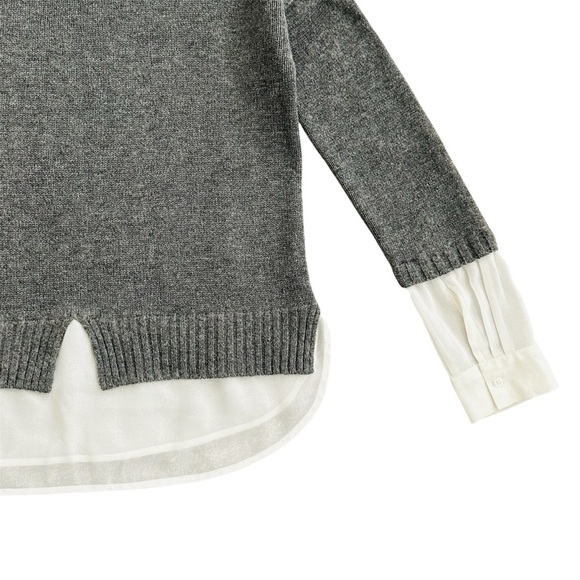 FLAWED Brochu Walker Eton Grey Wool Cashmere Sweater with White Underlay Size XS - Picture 10 of 16